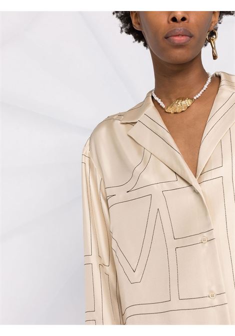Camicia con monogramma in beige Toteme - donna TOTEME | 213755707926