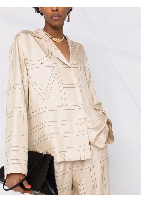 Camicia con monogramma in beige Toteme - donna TOTEME | 213755707926
