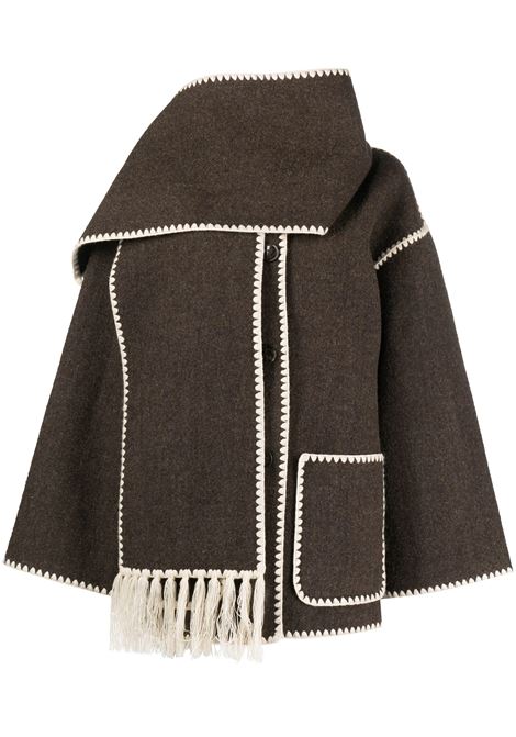 Brown scarf-detail wool-blend jacket Toteme - women TOTEME | 234WRTWOU248FB0037021
