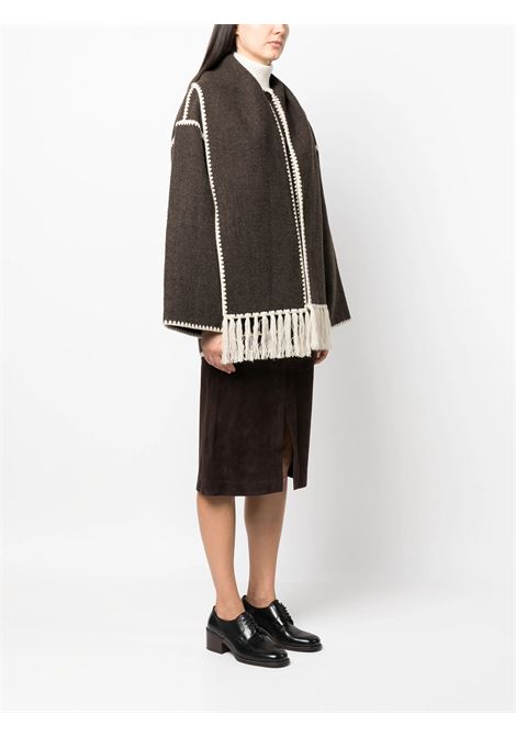 Brown scarf-detail wool-blend jacket Toteme - women TOTEME | 234WRTWOU248FB0037021