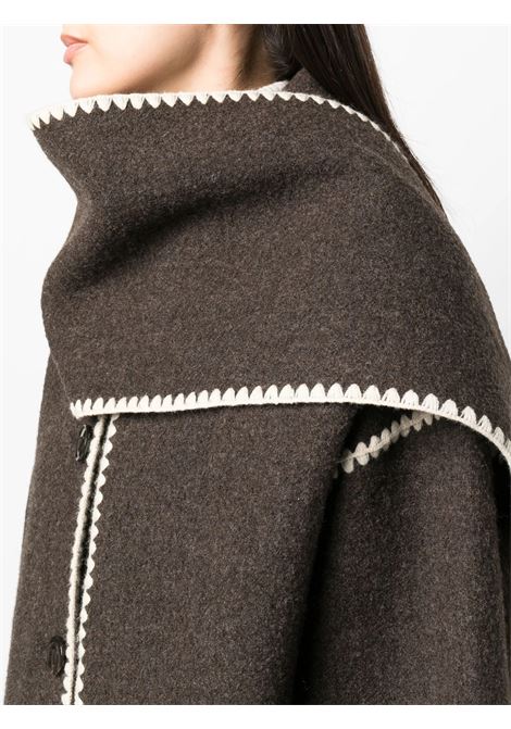 Brown scarf-detail wool-blend jacket Toteme - women TOTEME | 234WRTWOU248FB0037021
