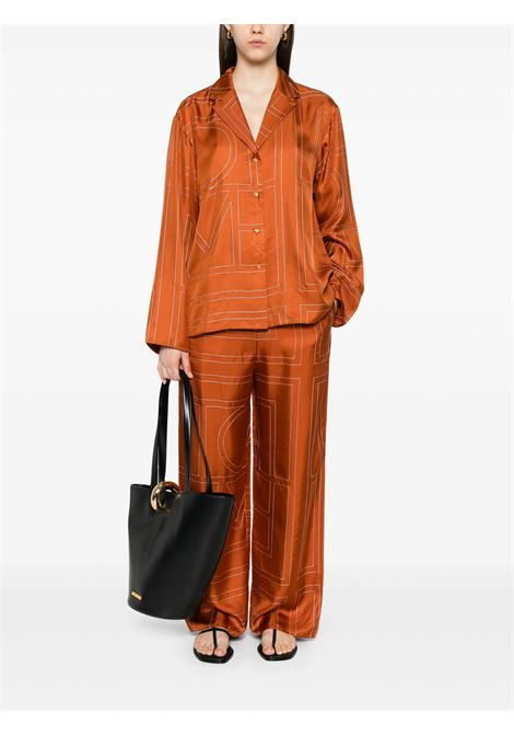 Camicia con monogramma in seta in marrone Toteme - donna TOTEME | 241WRT976FB0089161