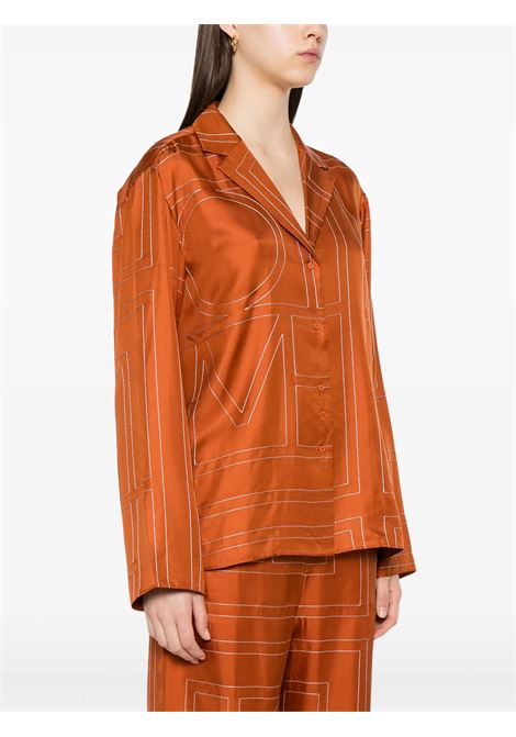 Camicia con monogramma in seta in marrone Toteme - donna TOTEME | 241WRT976FB0089161
