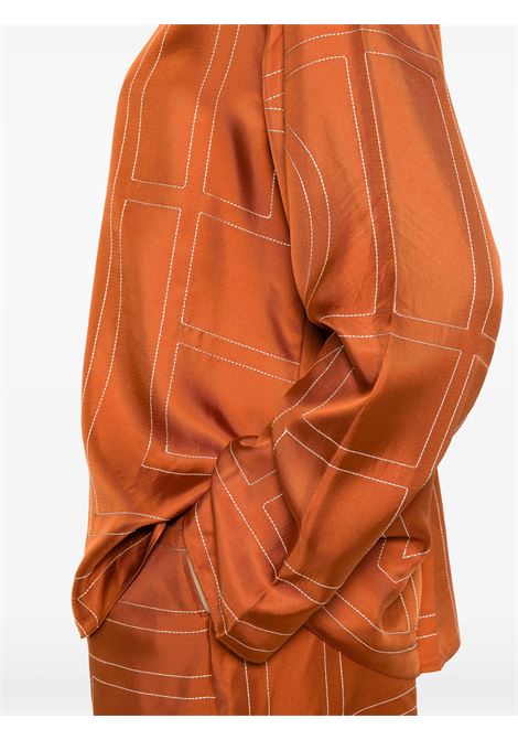 Camicia con monogramma in seta in marrone Toteme - donna TOTEME | 241WRT976FB0089161
