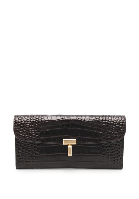 Portafoglio goffrato T-Lock in testa di moro TOTEME - donna TOTEME | 251WAM0041LE0076034