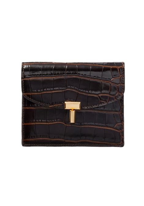 Porta carte con effetto pelle di coccodrillo in marrone Toteme - donna