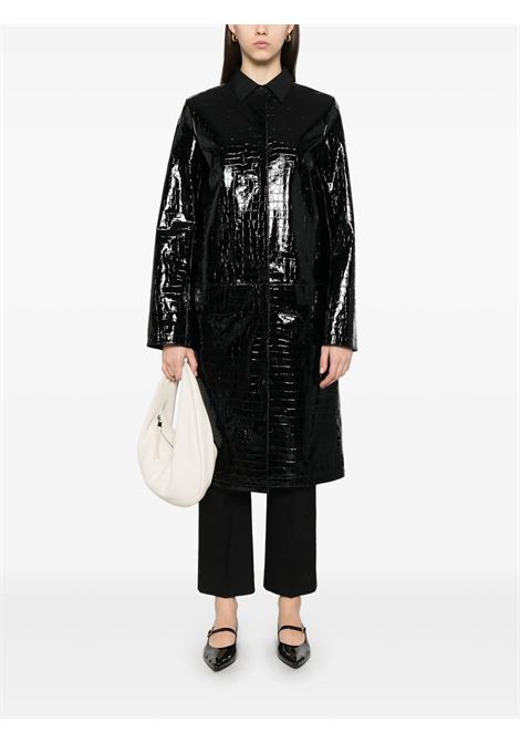 Black croco embossed leather coat Toteme - women TOTEME | 252WRO0219LE0129001