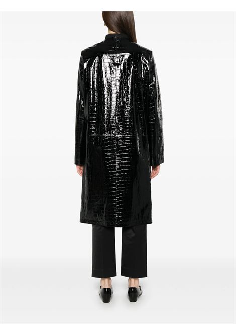 Black croco embossed leather coat Toteme - women TOTEME | 252WRO0219LE0129001