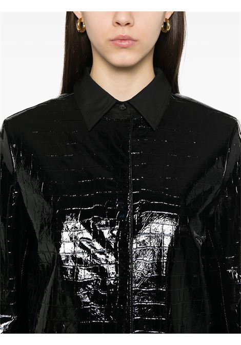 Black croco embossed leather coat Toteme - women TOTEME | 252WRO0219LE0129001