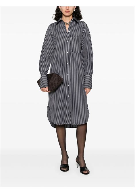 Black and white Striped kimono-sleeve shirtdress Toteme - women TOTEME | 253WRD0201FB0436046
