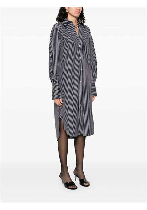 Black and white Striped kimono-sleeve shirtdress Toteme - women TOTEME | 253WRD0201FB0436046