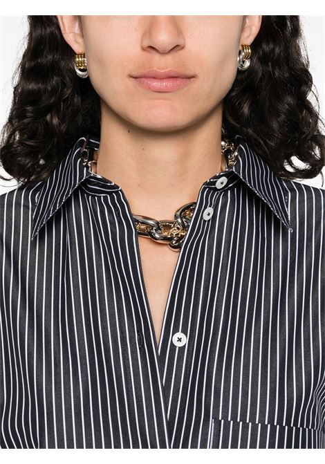 Black and white Striped kimono-sleeve shirtdress Toteme - women TOTEME | 253WRD0201FB0436046