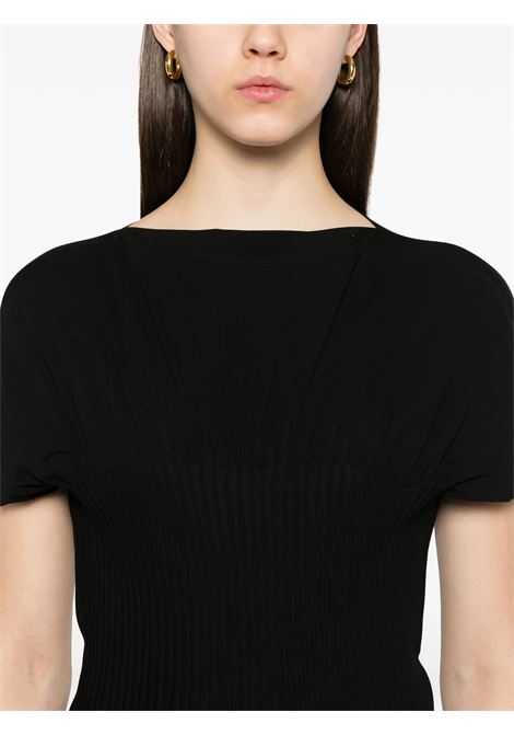 Black knife-pleated jersey dress Toteme - women TOTEME | 253WRD0202FB0162001