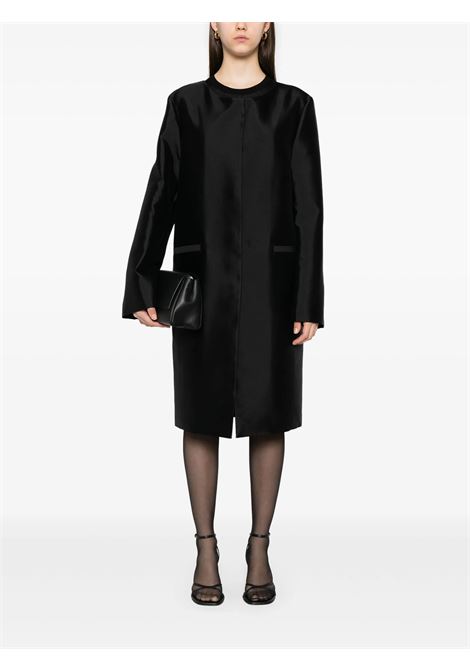Black collarless silk coat Toteme - women TOTEME | 253WRO0213FB0429001