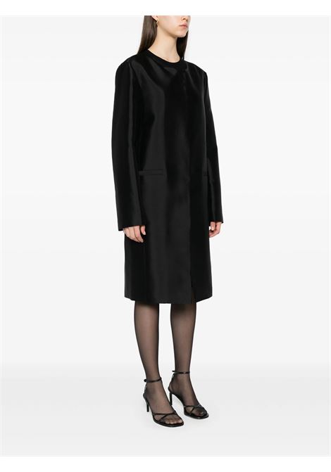 Black collarless silk coat Toteme - women TOTEME | 253WRO0213FB0429001