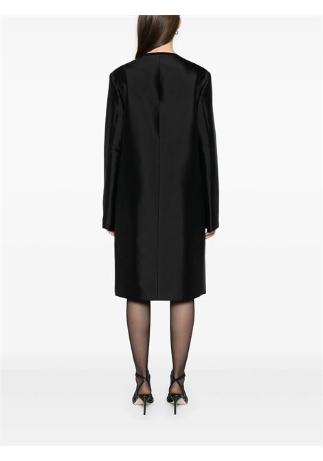 Black collarless silk coat Toteme - women TOTEME | 253WRO0213FB0429001
