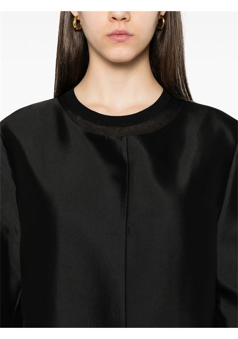 Black collarless silk coat Toteme - women TOTEME | 253WRO0213FB0429001