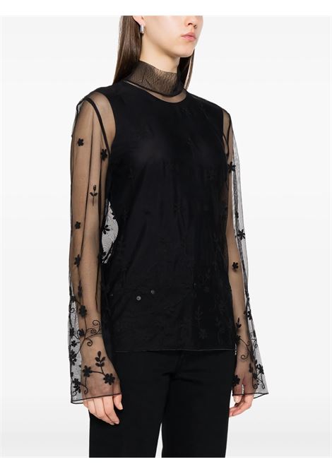 Black floral tulle blouse Toteme - women TOTEME | 253WRT0546FB0431268