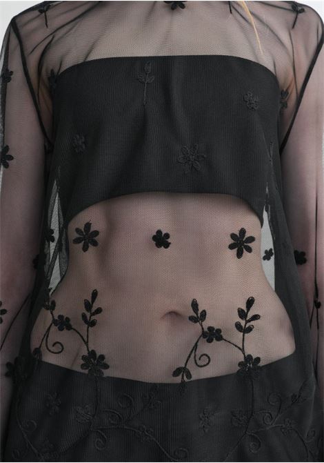 Top semi-trasparente con ricami in nero Toteme - donna TOTEME | 253WRT0546FB0432116