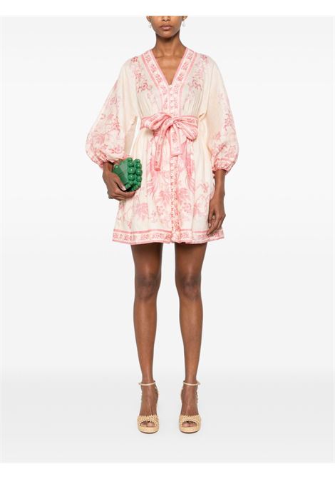 Light pin Lucky belted printed linen mini dress Zimmermann - women ZIMMERMANN | 3500DSS252CRMPNKFLO