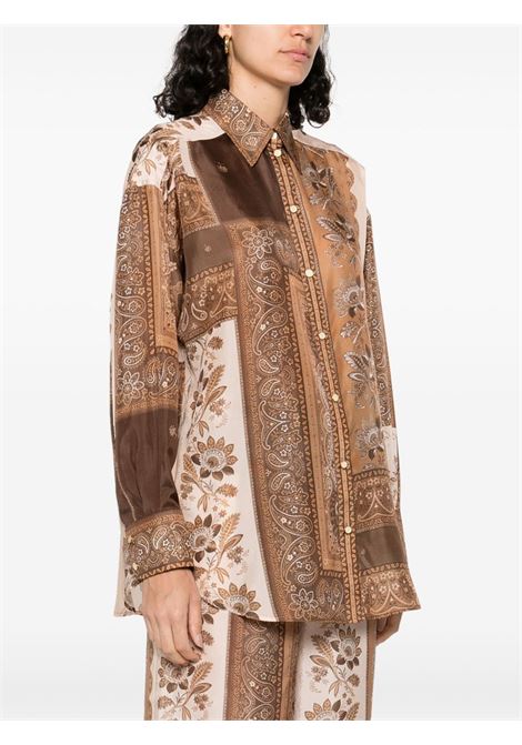 Brown lucky bandana print shirt Zimmermann - women ZIMMERMANN | 4588TSS252CHCBAN