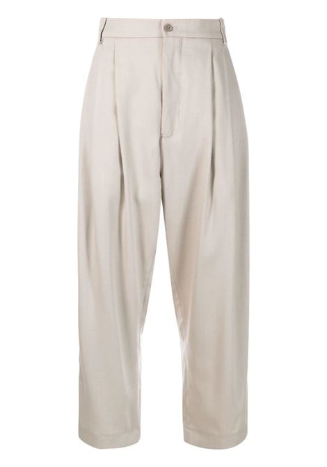 Light taupe high-waisted cropped trousers - women HED MAYNER | Trousers | HM00P66GREYGE
