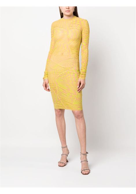 Yellow and orange star-print midi dress - women MUGLER | 23S1RO1372585MS805