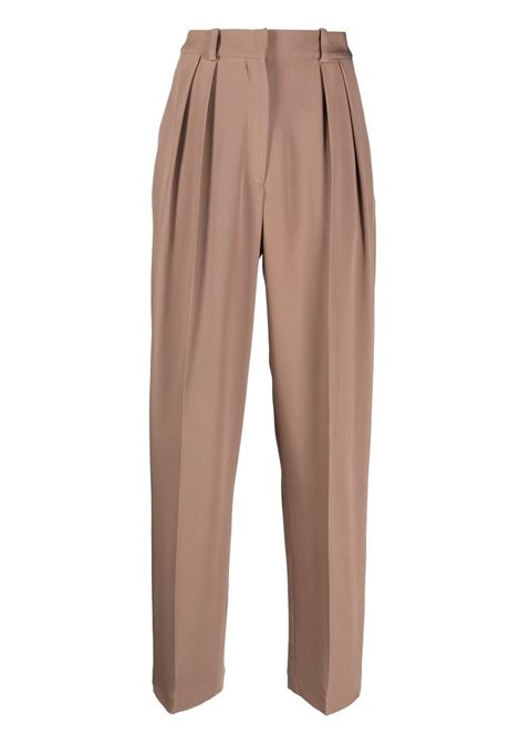 Brown high-waisted tapered trousers - women THE MANNEI | Trousers | NAUSAPANTSMLKCHCLT