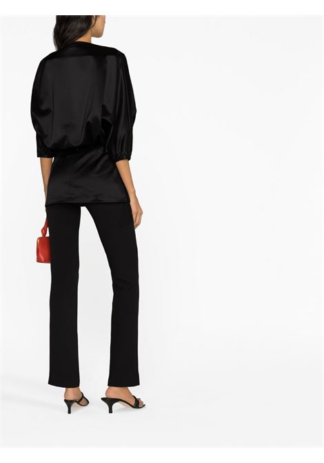Black satin-finish draped top - women TOTEME | 2315001208200