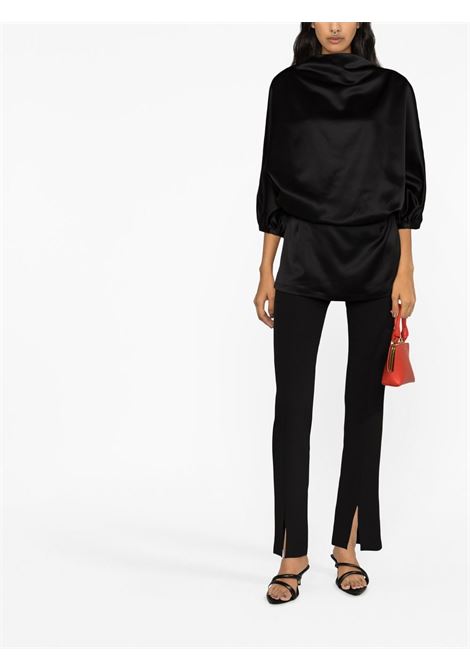 Black satin-finish draped top - women TOTEME | 2315001208200