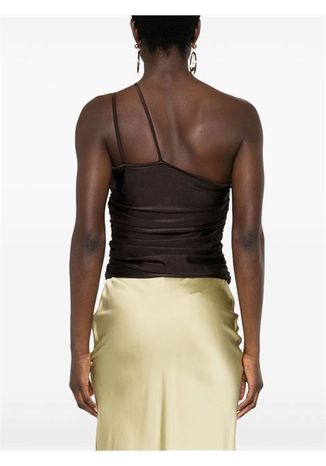 Top asimmetrico con cut-out in marrone - donna AMEN | HMS24201174