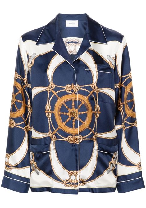 Blue graphic-print silk shirt Bally - women