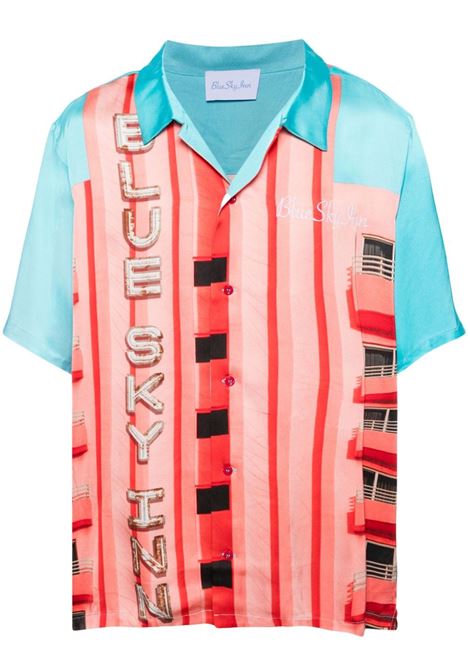 Multicolour Inn Sign-print satin shirt BLUE SKY INN - men BLUE SKY INN | Shirts | BS2304SH087ISG