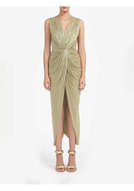 Olive green Franca draped midi dress - women COSTARELLOS | SS2473OLVGLD