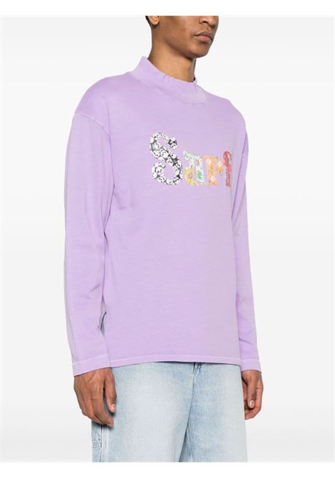 T-shirt con ricamo in viola - uomo ERL | ERL08T0091