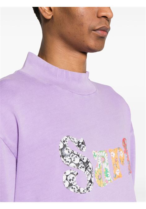 T-shirt con ricamo in viola - uomo ERL | ERL08T0091