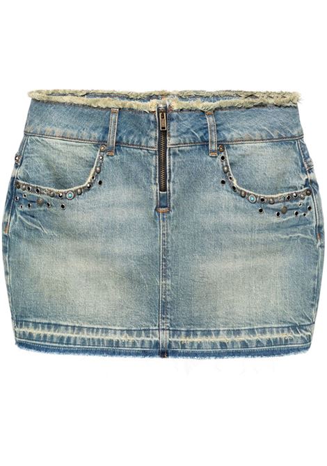 Minigonna denim con frange in blu di Guess Usa - donna GUESS USA | Gonne | W4GU38D5AC0GUUI