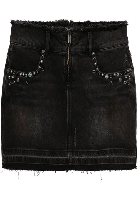 Black frayed-brim denim miniskirt Guess Usa - women GUESS USA | Skirts | W4GU38D5AK0GUUB