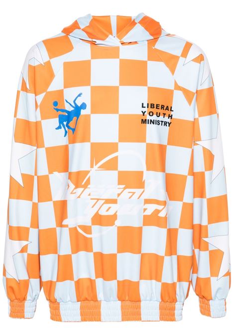 Orange logo checkerboard-print sweatshirt - men LIBERAL YOUTH MINISTRY | Sweatshirts | LYM05T1241