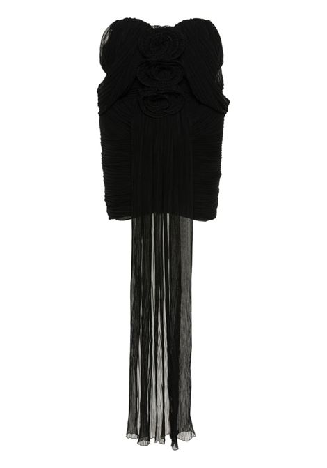 Black off-shoulder plissé mini dress - women MAGDA BUTRYM | Dresses | 272424BLK