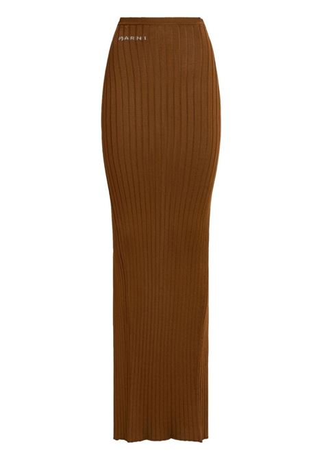 Gonna lunga a coste in marrone - donna MARNI | GOMD0097A0UFV22200M28