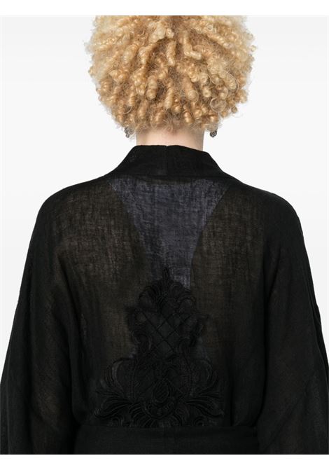 Kimono lungo con pannelli in pizzo in nero - donna MAURIZIO | W07240577MZS4MAT33