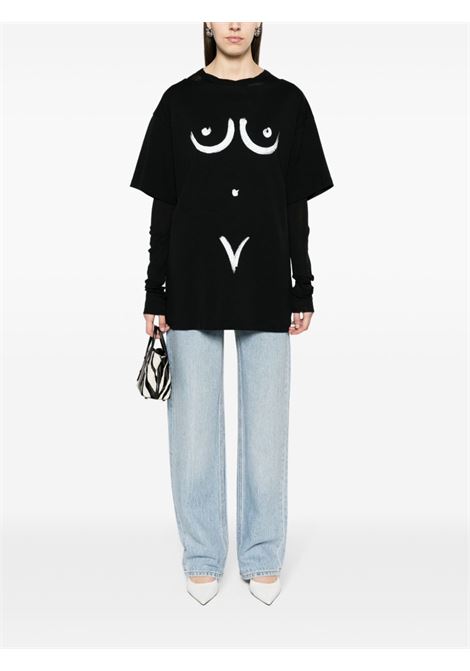 Black motif-print T-shirt - women MOSCHINO | V070304423555