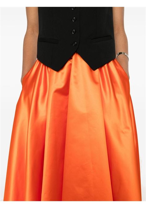 Orange satin flared midi skirt - women PATOU | SK0640164217O