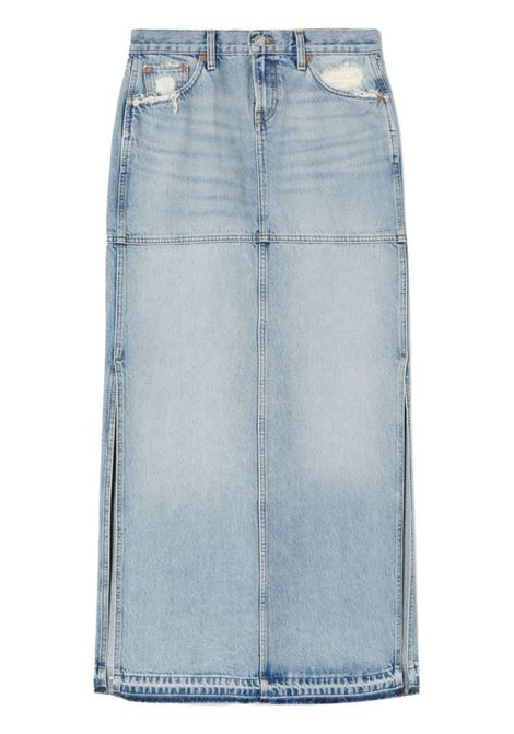Blue side-slit denim maxi skirt - women RE/DONE | 14105WMRSPSKRPPDTD
