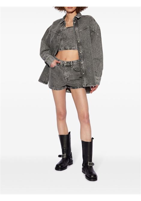 Black acid-wash denim shorts - women ROTATE | 113012D06D06