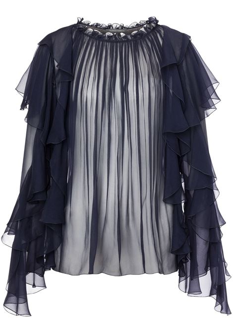 Blusa con ruches in seta blu Alberta Ferretti - donna ALBERTA FERRETTI | Bluse | 020516140510