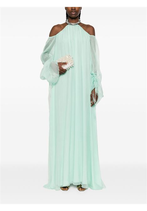 Abito lungo in seta con dettaglio con cristalli in verde acqua Amen - donna AMEN | ACS25702158