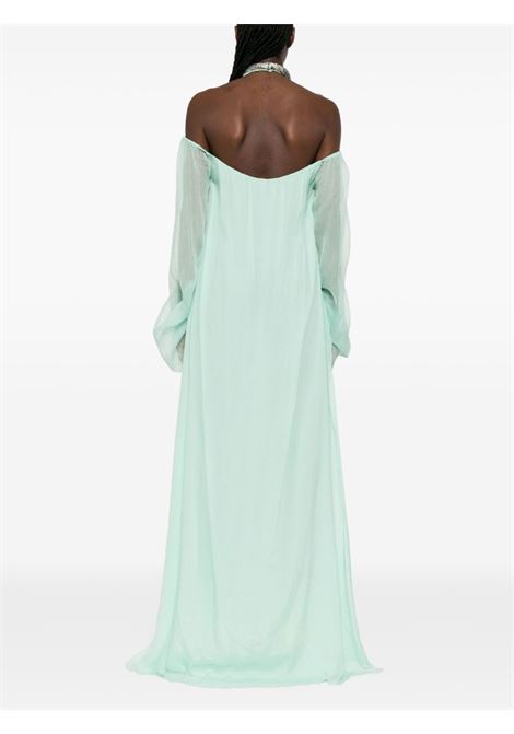 Abito lungo in seta con dettaglio con cristalli in verde acqua Amen - donna AMEN | ACS25702158