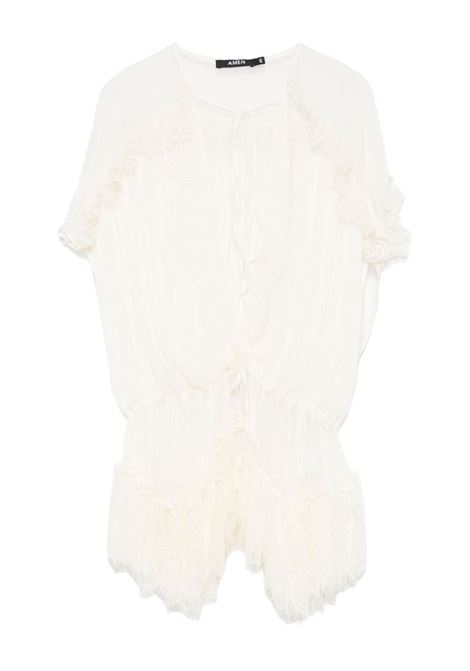 Top con dettagli in pizzo in bianco Amen - donna